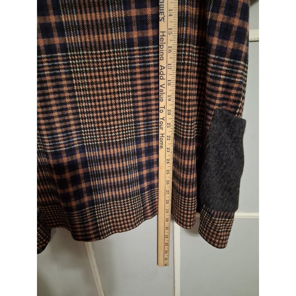 Chris & Carol Plus Women's Size 2X Pullover Plaid Colw Neck Poncho Pockets - Picture 5 of 7